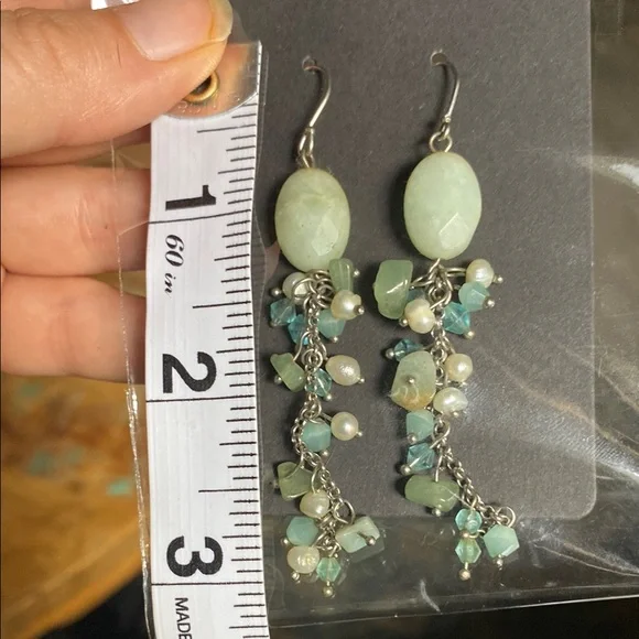 Elegant Sea-glass & Pearl Dangle Earrings - Picture 2 of 5